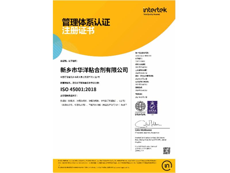 ISO 45001 Management System Certification Registration Certificate